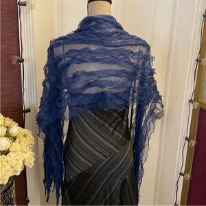 Basile Navy Sheer silk  Shawl